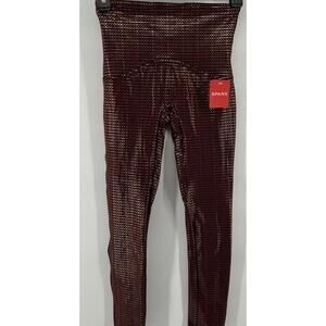 SPANX Women's Dark Red Patterned Leggings